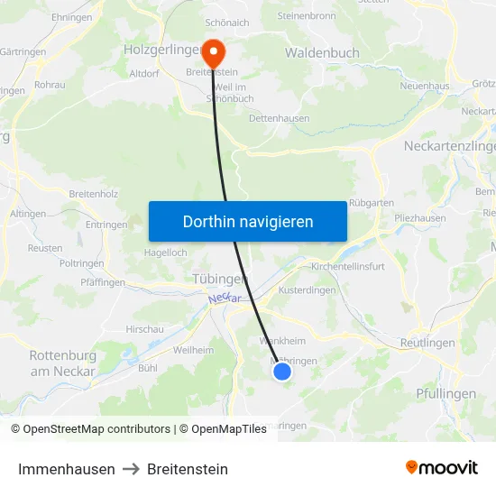 Immenhausen to Breitenstein map