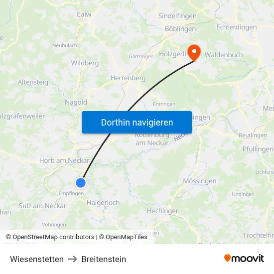 Wiesenstetten to Breitenstein map
