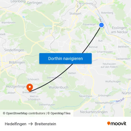 Hedelfingen to Breitenstein map