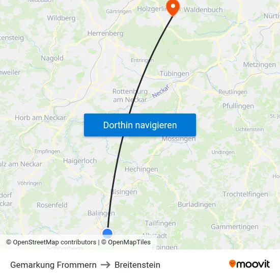 Gemarkung Frommern to Breitenstein map