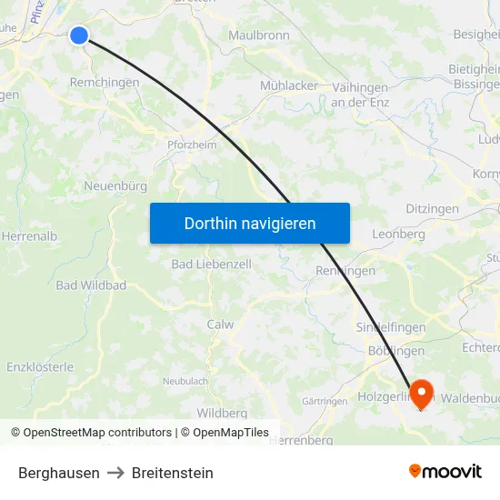 Berghausen to Breitenstein map