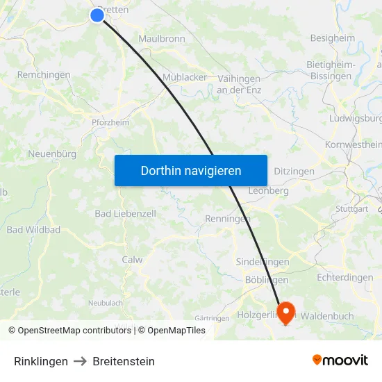 Rinklingen to Breitenstein map