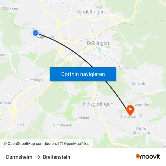 Darmsheim to Breitenstein map