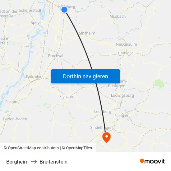 Bergheim to Breitenstein map
