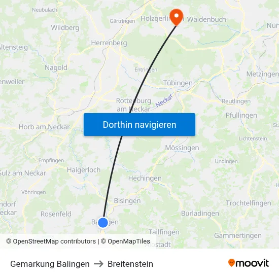 Gemarkung Balingen to Breitenstein map