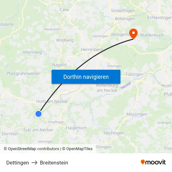 Dettingen to Breitenstein map