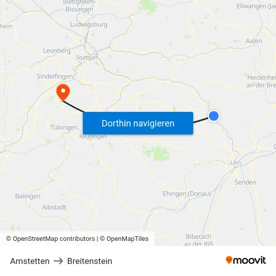 Amstetten to Breitenstein map