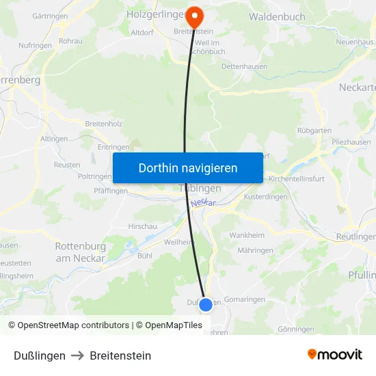 Dußlingen to Breitenstein map