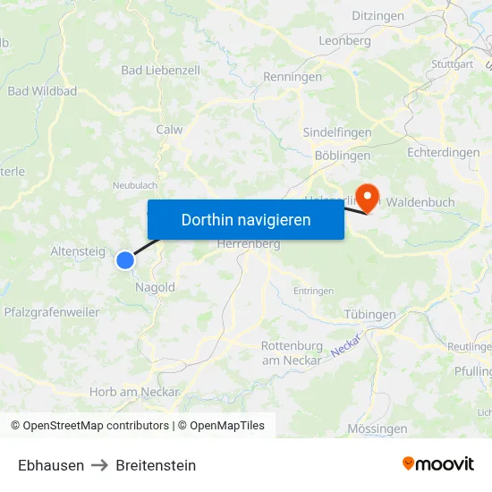 Ebhausen to Breitenstein map