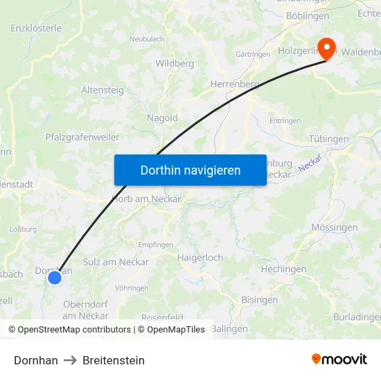 Dornhan to Breitenstein map