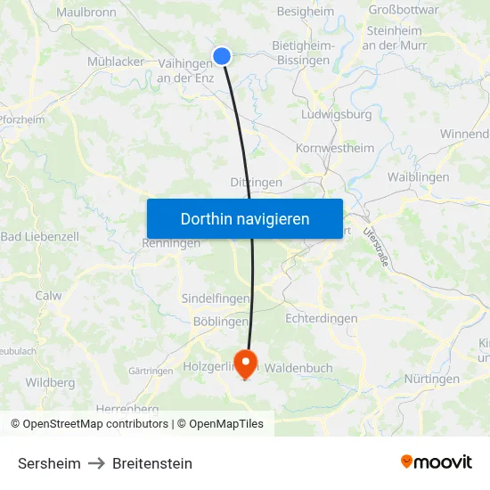 Sersheim to Breitenstein map
