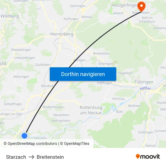 Starzach to Breitenstein map