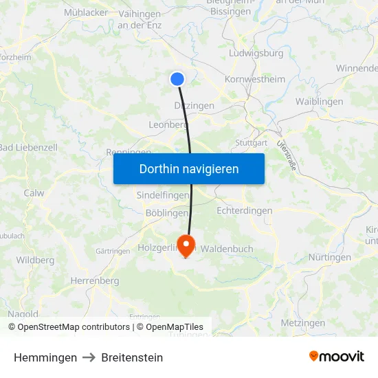 Hemmingen to Breitenstein map