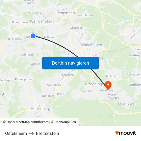 Ostelsheim to Breitenstein map