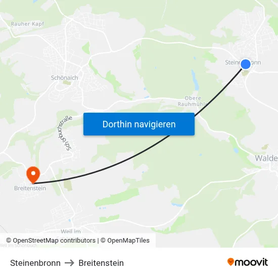 Steinenbronn to Breitenstein map