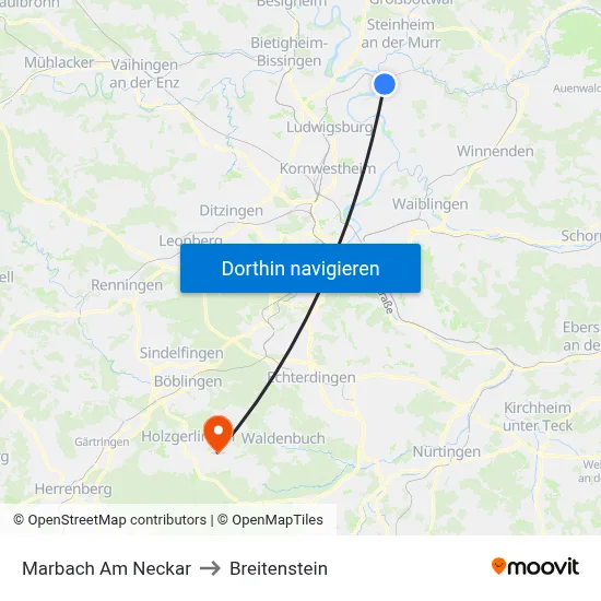 Marbach Am Neckar to Breitenstein map