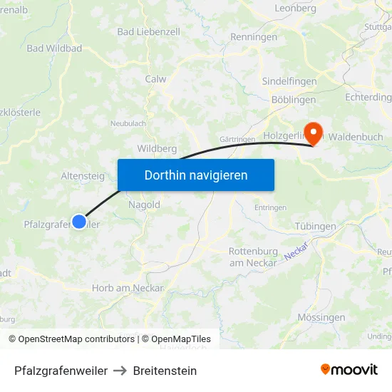 Pfalzgrafenweiler to Breitenstein map