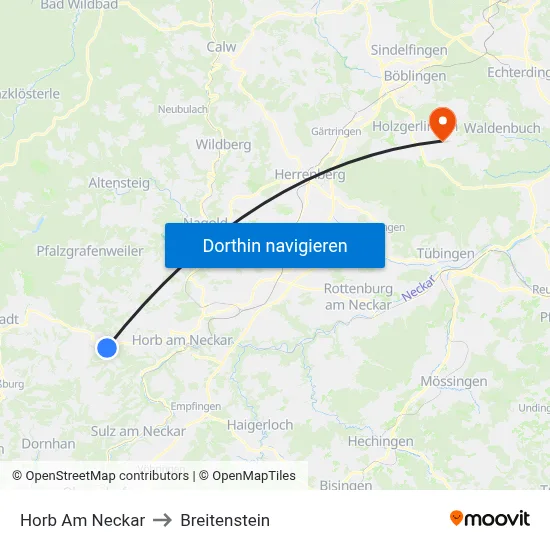Horb Am Neckar to Breitenstein map