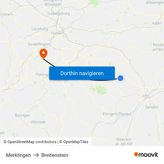 Merklingen to Breitenstein map