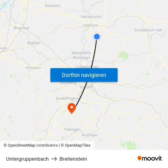 Untergruppenbach to Breitenstein map