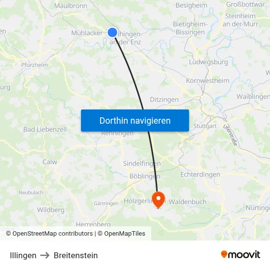 Illingen to Breitenstein map