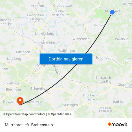 Murrhardt to Breitenstein map