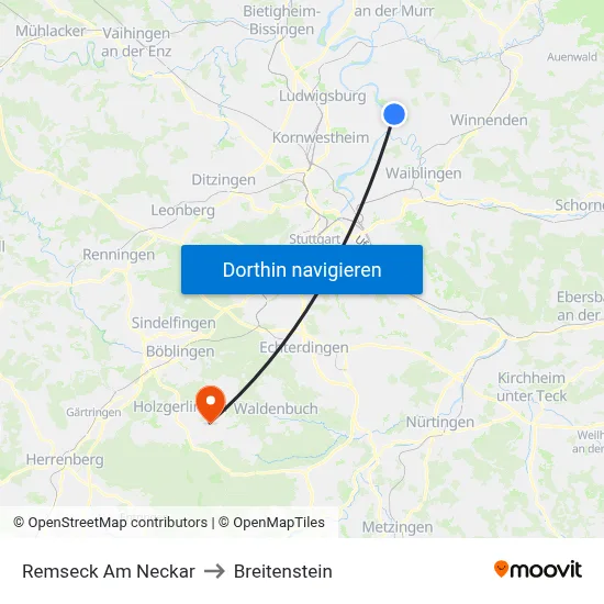 Remseck Am Neckar to Breitenstein map