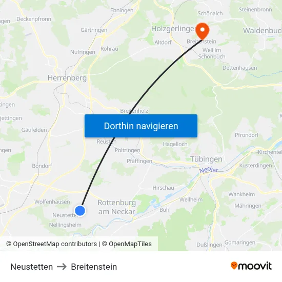 Neustetten to Breitenstein map