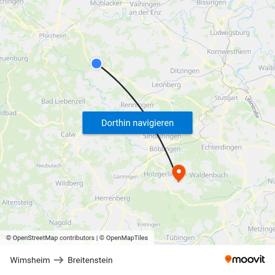 Wimsheim to Breitenstein map