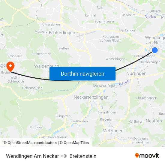 Wendlingen Am Neckar to Breitenstein map