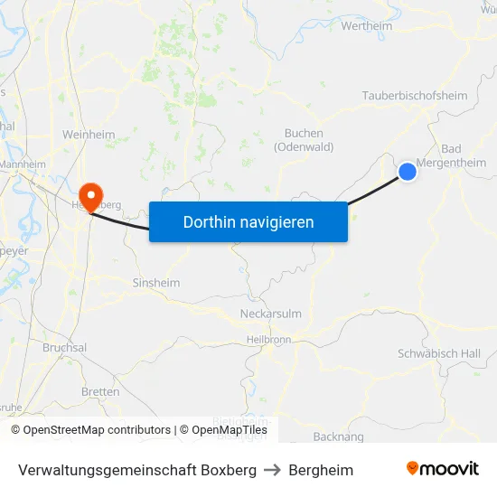 Verwaltungsgemeinschaft Boxberg to Bergheim map