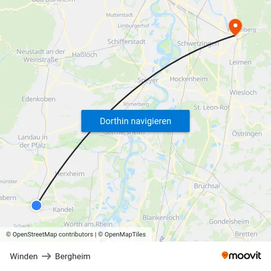 Winden to Bergheim map