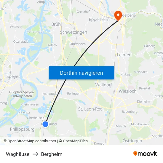 Waghäusel to Bergheim map