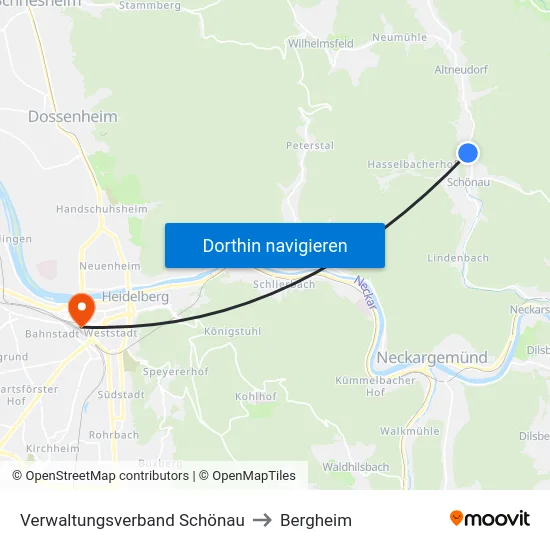 Verwaltungsverband Schönau to Bergheim map
