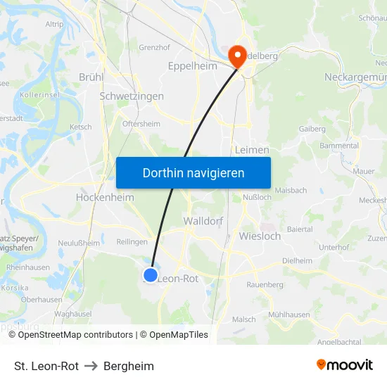 St. Leon-Rot to Bergheim map