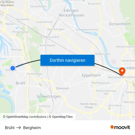 Brühl to Bergheim map