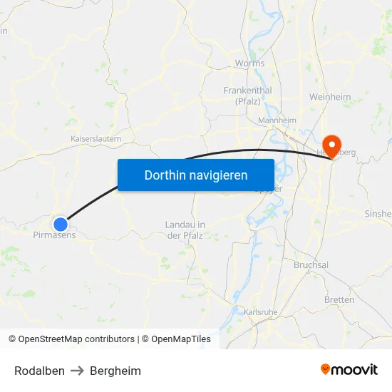 Rodalben to Bergheim map