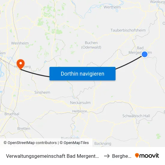Verwaltungsgemeinschaft Bad Mergentheim to Bergheim map