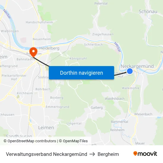 Verwaltungsverband Neckargemünd to Bergheim map