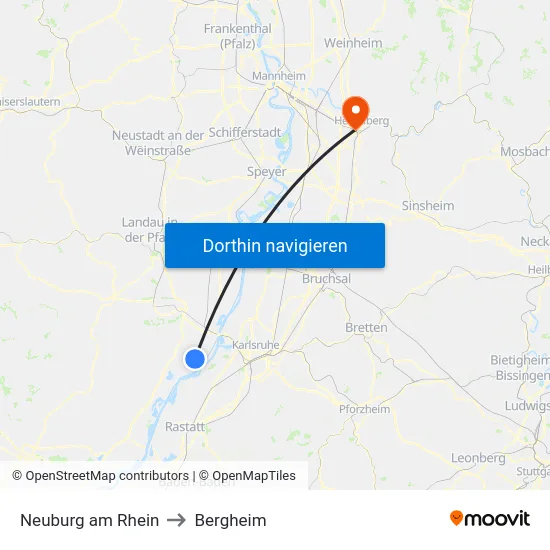 Neuburg am Rhein to Bergheim map