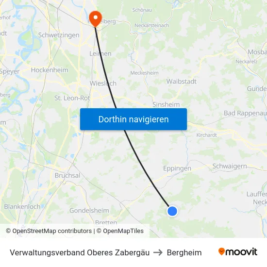 Verwaltungsverband Oberes Zabergäu to Bergheim map