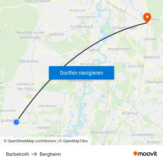 Barbelroth to Bergheim map