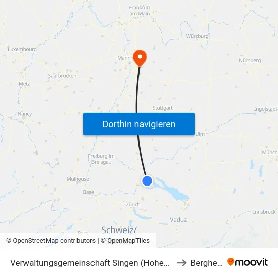 Verwaltungsgemeinschaft Singen (Hohentwiel) to Bergheim map