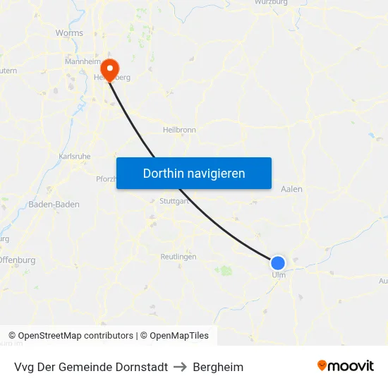 Vvg Der Gemeinde Dornstadt to Bergheim map