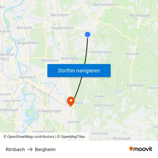 Rimbach to Bergheim map