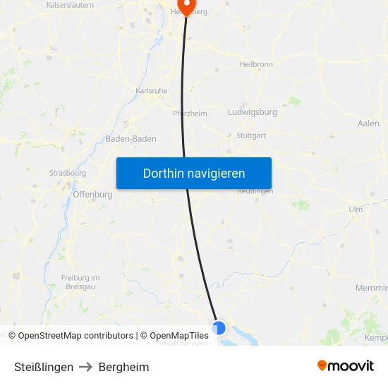 Steißlingen to Bergheim map