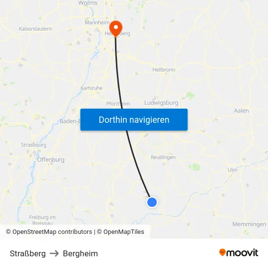 Straßberg to Bergheim map