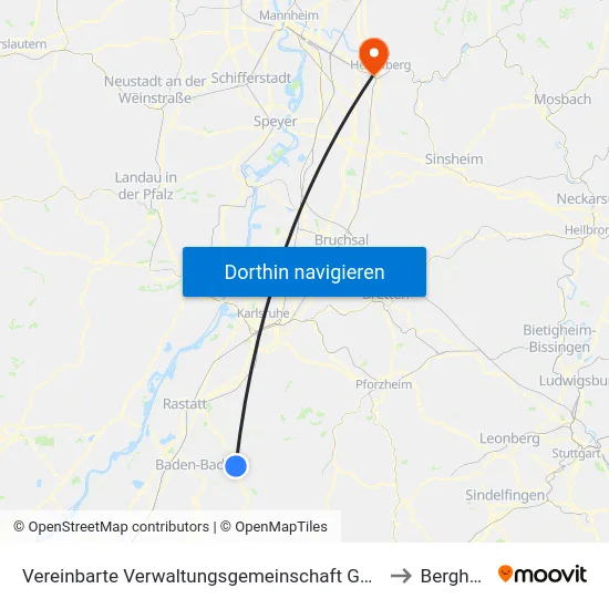 Vereinbarte Verwaltungsgemeinschaft Gernsbach to Bergheim map