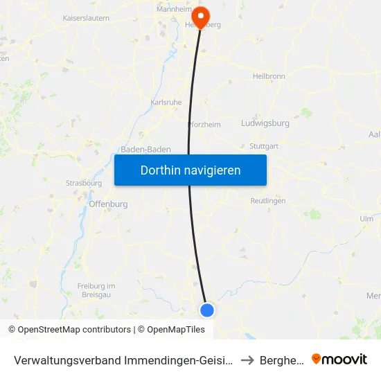 Verwaltungsverband Immendingen-Geisingen to Bergheim map