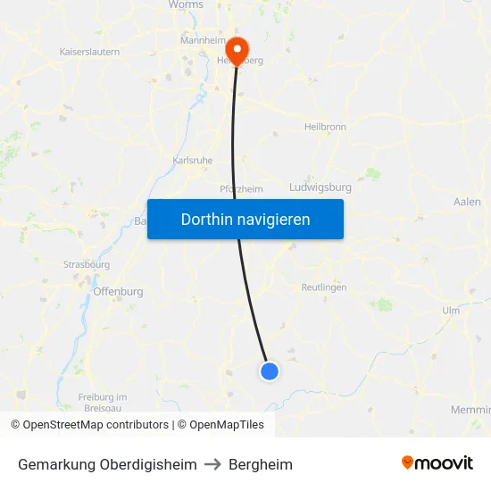 Gemarkung Oberdigisheim to Bergheim map
